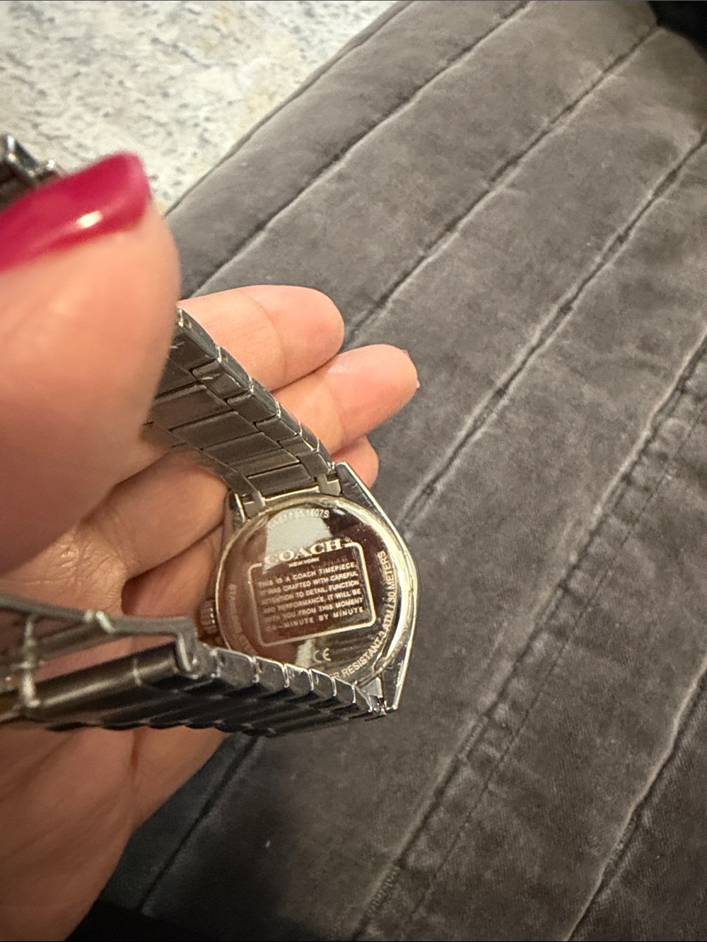 Coach Silver Logo Pattern Crystal Bezel Women's Watch - Picture 3 of 3
